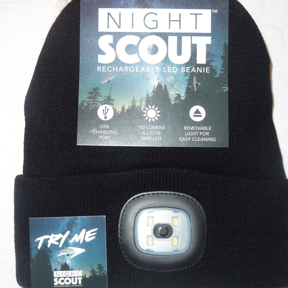 NWT Night Scout Rechargeable LED Beanie Hat Hiking Camping Fishing OS